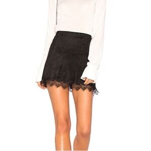 NWT Cupcakes & Cashmere Faux Suede Lace Mini Skirt